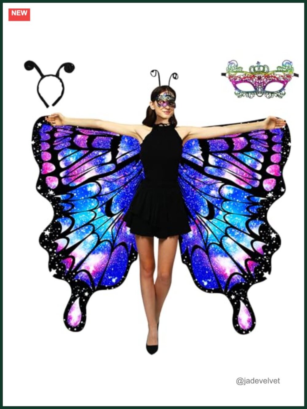 Women's Double-Sided Butterfly Costume Cape Plus Size Halloween Fairy Wings